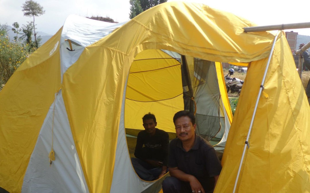 Local Nepalese in a donated tent