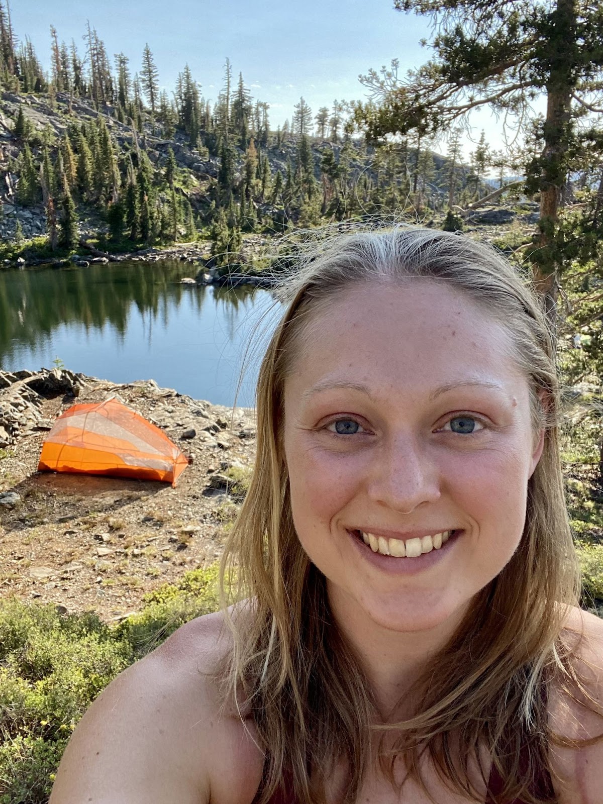 Leonie Walderich Sitting Beside Lake