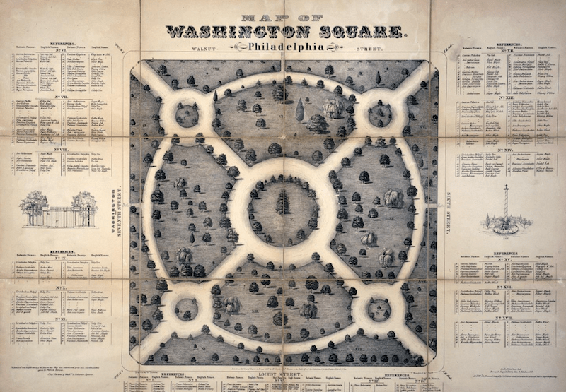1843 lithograph of an August 1842 survey of Washington Square