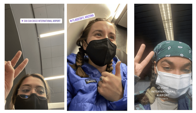 Participants sending flight selfies as they made their way to NPS/A