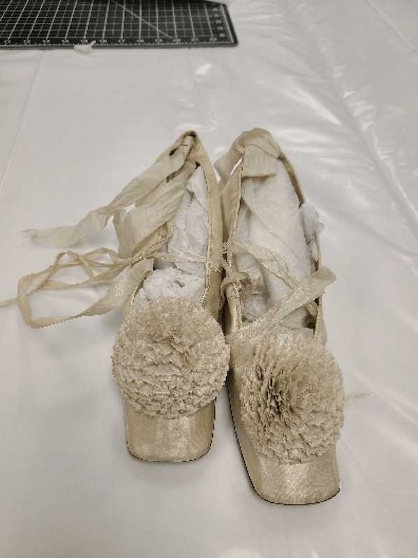 Silk shoes that were made by Augustus Saint-Gaudens father