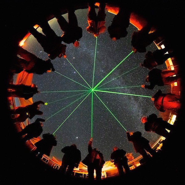 Death Valley at night with lasers