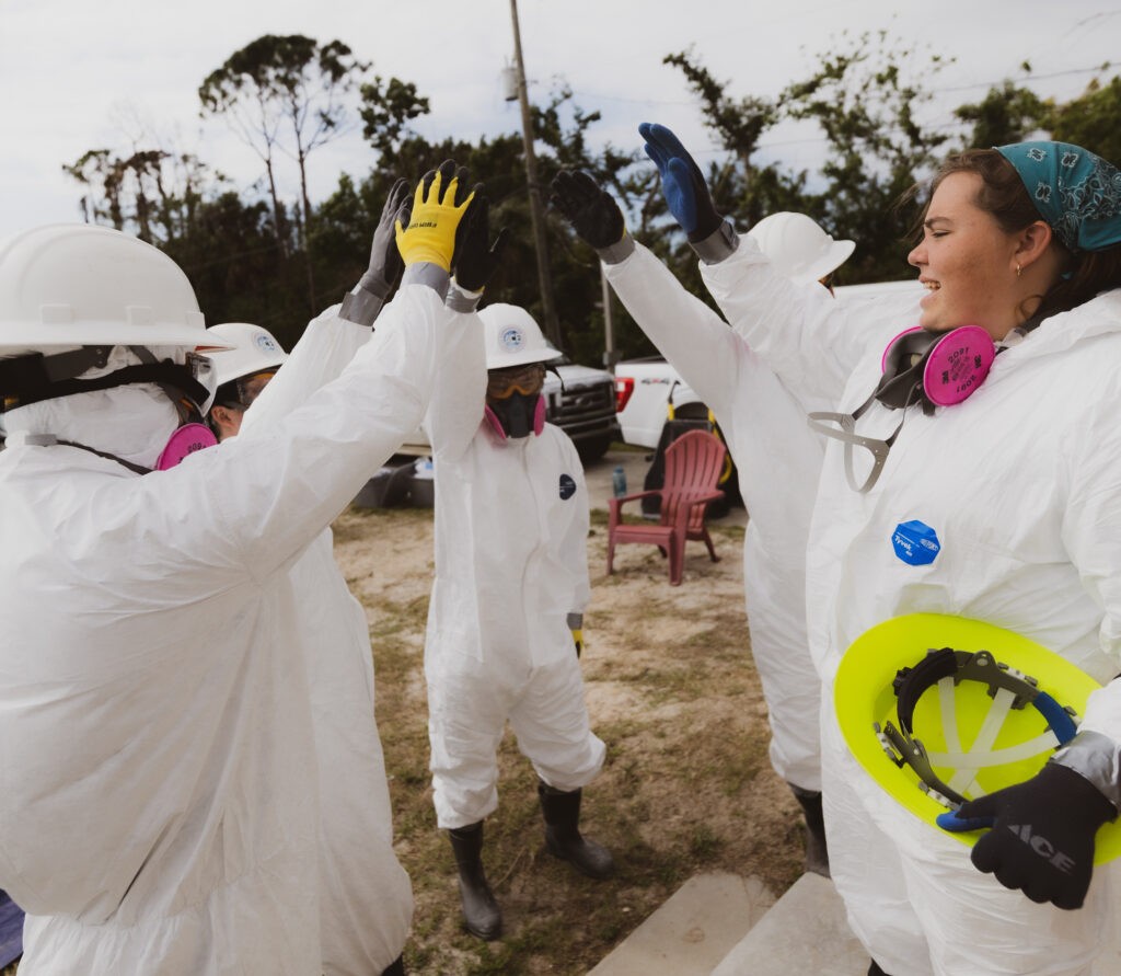 Hurricane Relief Team Hi-Fiving