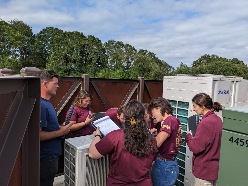 Energy Audit Members looking at HVAC units for