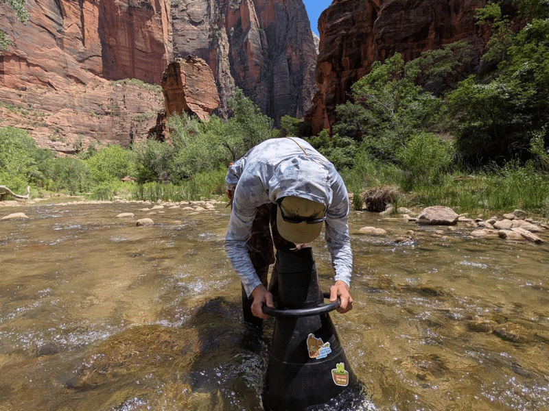photo of ACE member using bathyscope